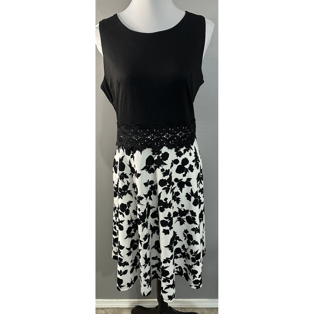 NWT OWIN Womens VTG Floral Lace Flared Swing Casual Midi Cocktail Dress Size Lg